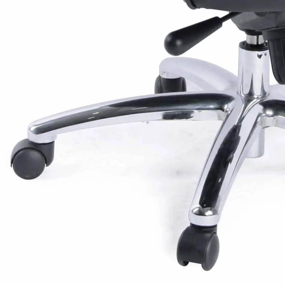 Obrotowy Fotel Kierunkowy Biurowy Skórzane Fotele i Metalowa Podstawa - Virone Viadurini