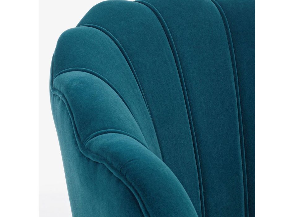 Elegancki tapicerowany fotel do salonu efekt aksamitu 3 wykończenia - Geppy Viadurini