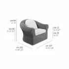 Fotel ogrodowy z tkanego syntetycznego rattanu i białej lub ecru tkaniny - Yves Viadurini