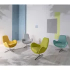 Fotel obrotowy z metalową podstawą i siedziskiem z tkaniny - Sereno Viadurini