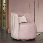 Obrotowy fotel do salonu z tkaniny i czarnego metalu Made in Italy - Lavender Viadurini