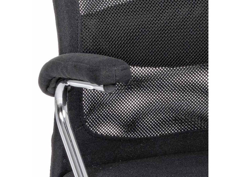 Ergonomiczny obrotowy fotel biurowy ze stali i czarnej tkaniny - Pukka Viadurini