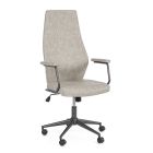 Obrotowy fotel biurowy z wysokim oparciem z nylonu i ekoskóry - Outly Viadurini