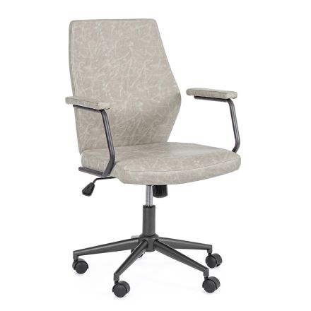 Obrotowy fotel biurowy z niskim oparciem z nylonu i ekoskóry - Outly Viadurini