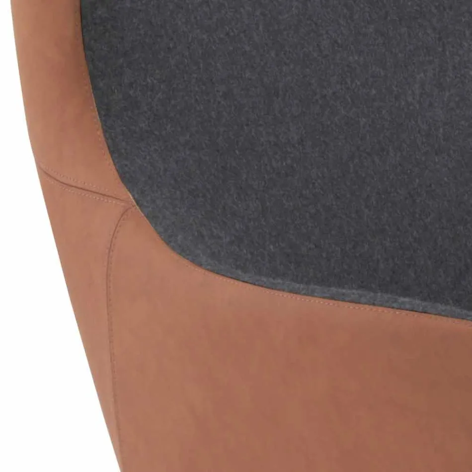 Obrotowy skórzany fotel z drewnianą podstawą Made in Italy - Butterfly Viadurini