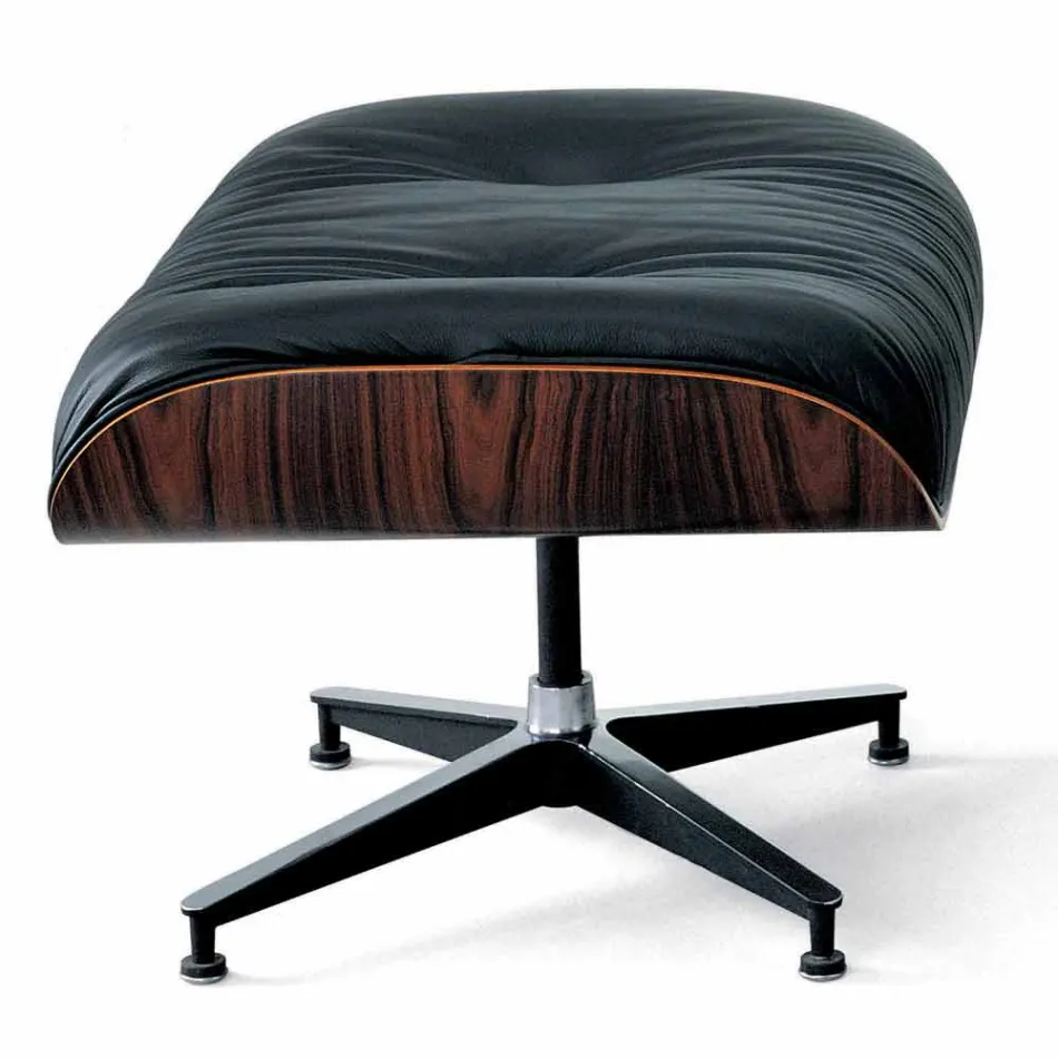 Fotel obrotowy pokryty skórą z podnóżkiem Made in Italy - Maestrale Viadurini