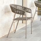 Fotel ogrodowy do układania w stos ze stali i liny Made in Italy 2 sztuki - Ragnar Viadurini