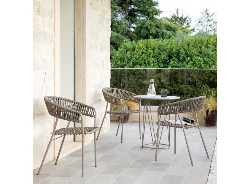 Fotel ogrodowy do układania w stosy ze stali i liny Made in Italy 2 sztuki - Ragnar Viadurini