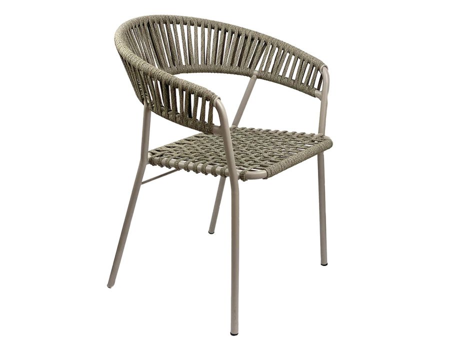 Fotel ogrodowy do układania w stos ze stali i liny Made in Italy 2 sztuki - Ragnar Viadurini