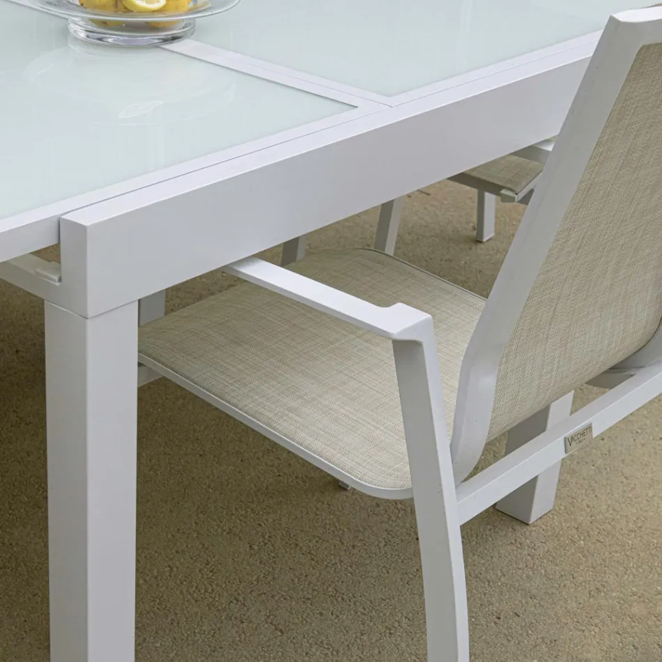 Sztaplowane krzesło ogrodowe z tekstylenu i aluminium - Foglio Viadurini