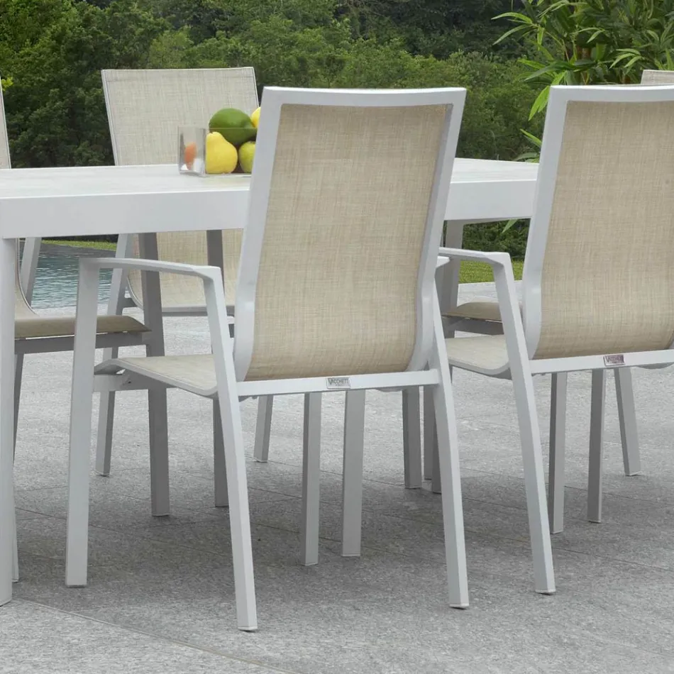 Sztaplowane krzesło ogrodowe z tekstylenu i aluminium - Foglio Viadurini