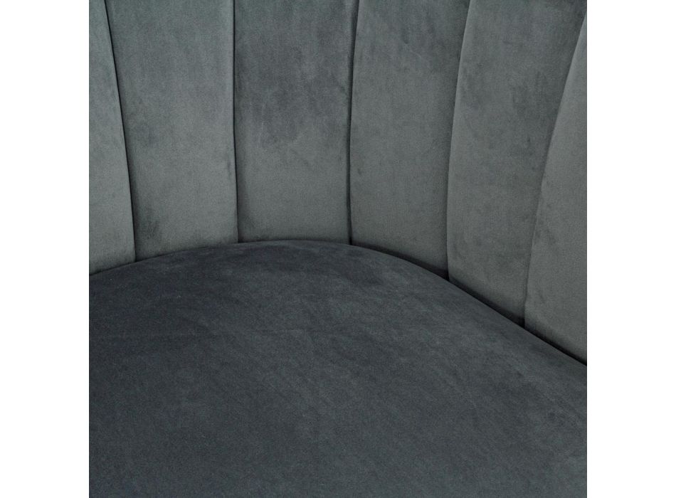 Fotel w stylu skandynawskim ze stali i szarego lub niebieskiego aksamitu - Hilary Viadurini
