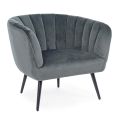 Fotel w stylu skandynawskim ze stali i szarego lub niebieskiego aksamitu - Hilary