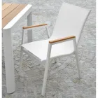 Fotel z aluminium i tekstylenu z podłokietnikami z drewna poliestrowego - Diary Viadurini