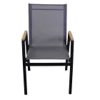 Fotel z aluminium i tekstylenu z podłokietnikami z drewna poliestrowego - Diary Viadurini