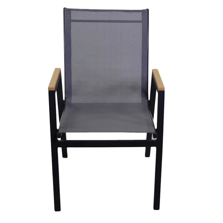 Fotel z aluminium i tekstylenu z podłokietnikami z drewna poliestrowego - Diary Viadurini