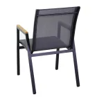 Fotel z aluminium i tekstylenu z podłokietnikami z drewna poliestrowego - Diary Viadurini