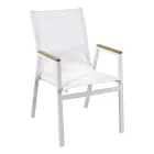 Fotel z aluminium i tekstylenu z podłokietnikami z drewna poliestrowego - Diary Viadurini