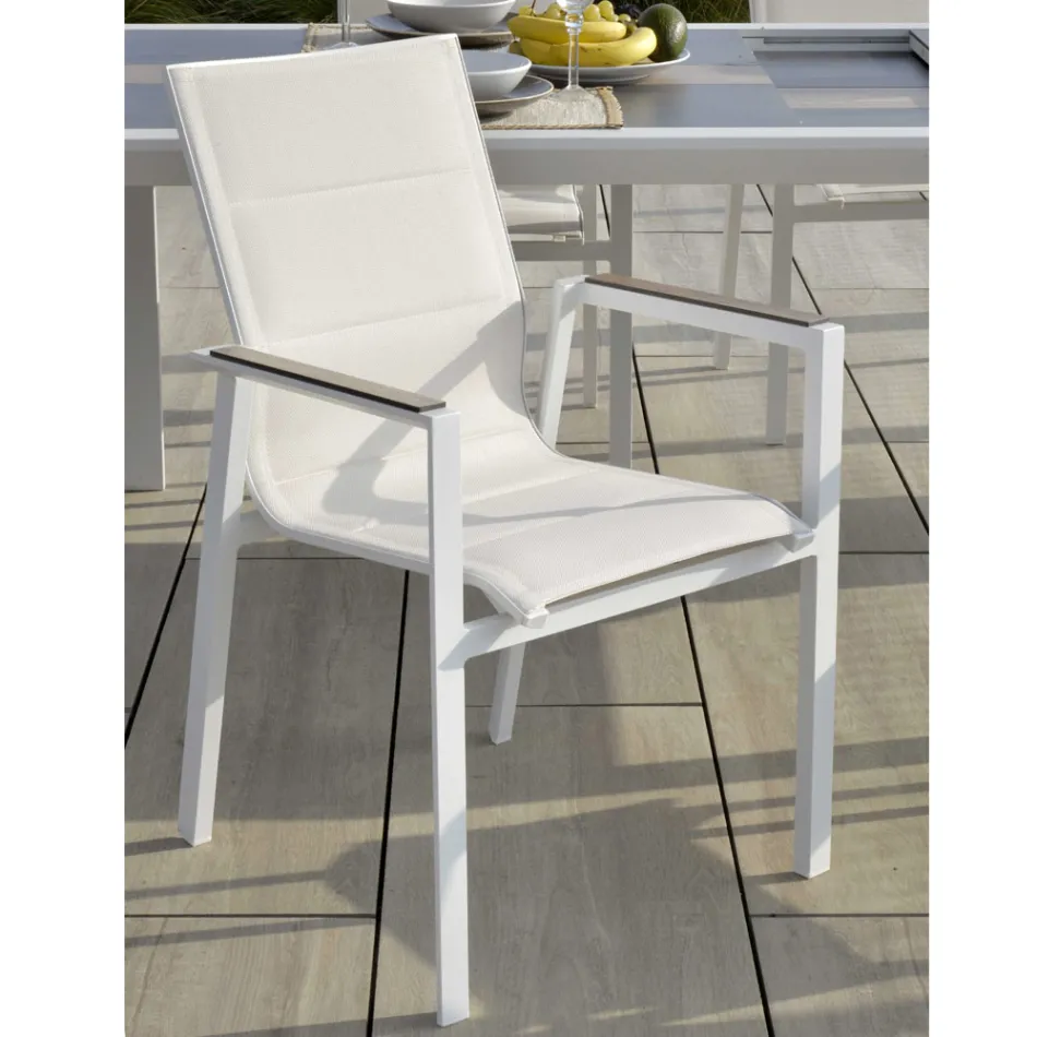 Fotel z aluminium i tekstylenu z wkładką w podłokietnikach z HPL - Righello Viadurini