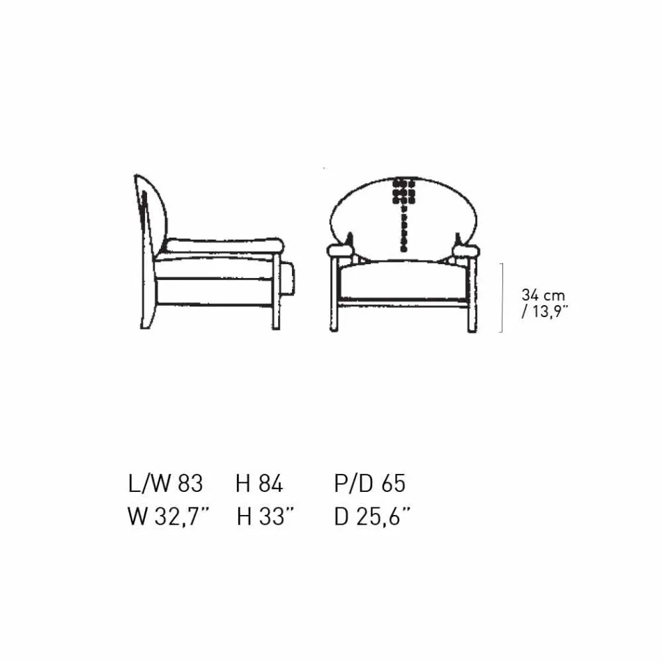 Fotel z jesionu bejcowanego na czarno z bawełnianą tapicerką Made in Italy - Peleo Viadurini