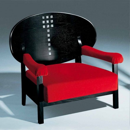 Fotel z jesionu bejcowanego na czarno z bawełnianą tapicerką Made in Italy - Peleo Viadurini