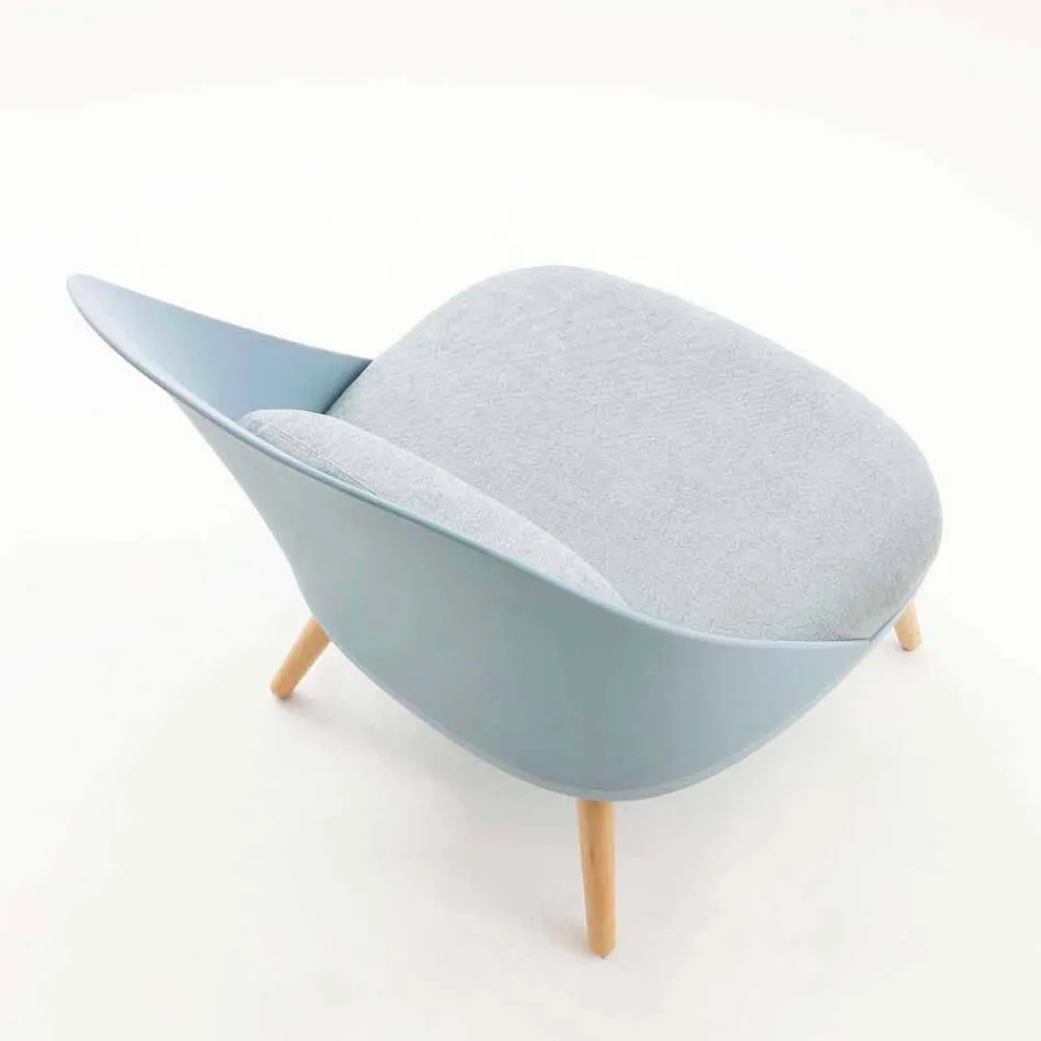 Fotel z drewna, tkaniny i nowoczesnego polipropylenu wyprodukowany we Włoszech w Perugii Viadurini