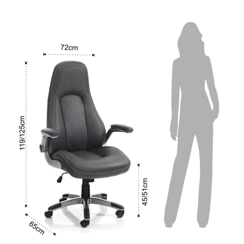 Fotel z szarej skóry syntetycznej z efektem postarzenia - Renio Viadurini