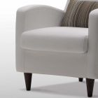 Fotel z białej tkaniny z drewnianymi stopami Made in Italy - Lorena Viadurini