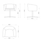Fotel materiałowy z luksusową metalową obrotową podstawą Made in Italy - Bergen Viadurini