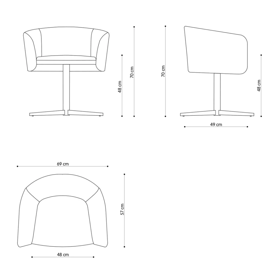 Fotel materiałowy z luksusową metalową obrotową podstawą Made in Italy - Bergen Viadurini