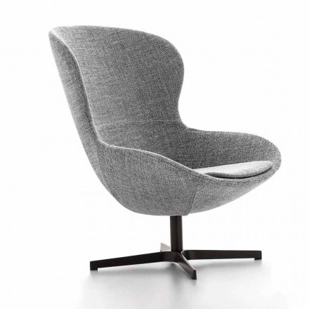 Fotel z tkaniny z obrotową podstawą z szlachetnego metalu Made in Italy - papaja Viadurini