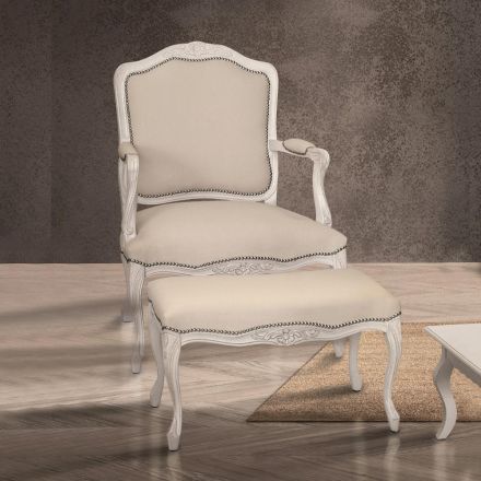 Fotel z tkaniny Juma i białej woskowanej konstrukcji drewnianej Made in Italy - Luna Viadurini