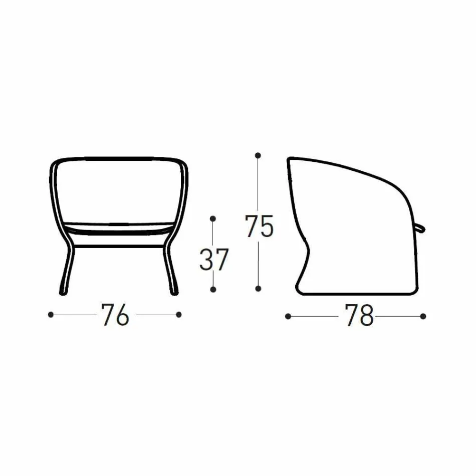 Tapicerowany fotel do salonu na zewnątrz, z włókna syntetycznego - Maat firmy Varaschin Viadurini