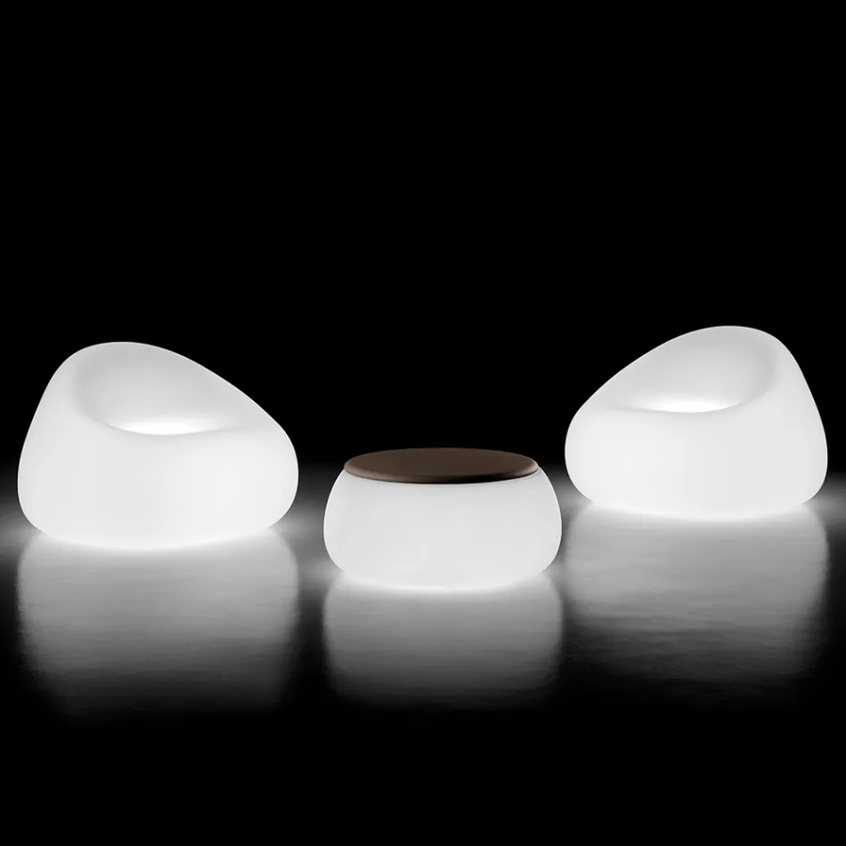 Fotel świecący na zewnątrz ze światłem LED z polietylenu Wyprodukowano we Włoszech - Ervin Viadurini