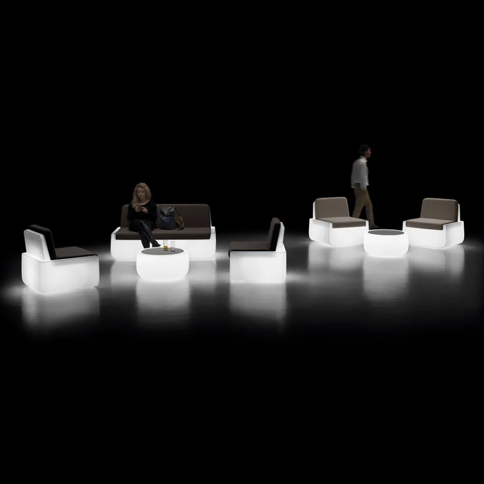 Jasny fotel ogrodowy z polietylenu z poduszką Made in Italy - Belida Viadurini