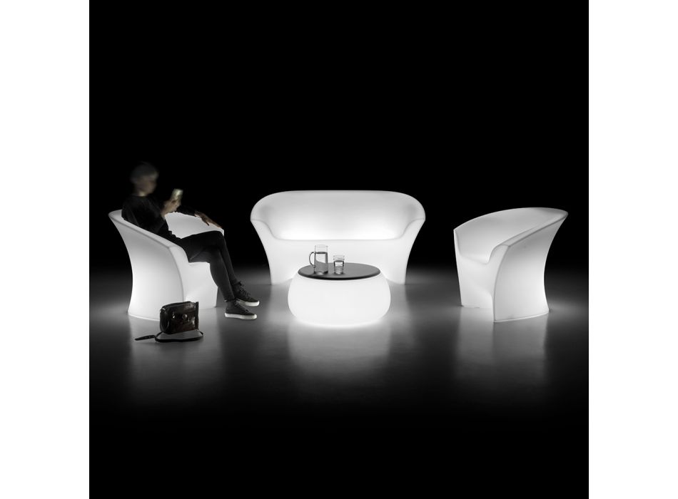 Oświetlony fotel zewnętrzny z polietylenu ze światłem LED Made in Italy - Conda Viadurini