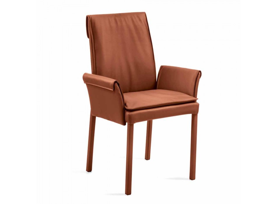 Fotel wykonany we Włoszech pokryty skórą Niles, nowoczesny design Viadurini