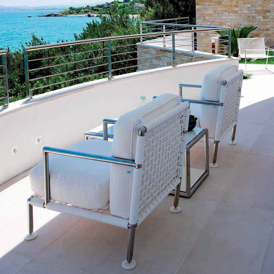 Nowoczesny fotel ze stali i czarnego lub białego PVC na zewnątrz - Ontario2 Viadurini