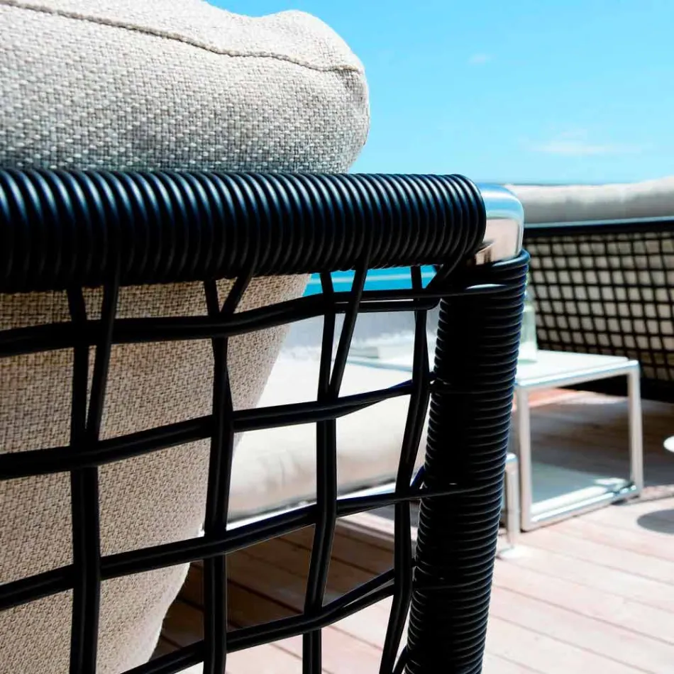 Nowoczesny fotel ze stali i czarnego lub białego PVC na zewnątrz - Ontario2 Viadurini