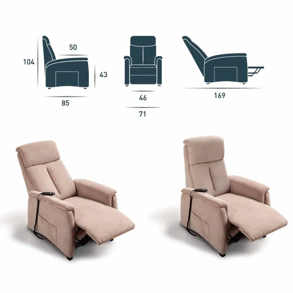 Fotel motorowy Via Venezia z 1 silnikiem Viadurini