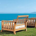 Fotel ogrodowy z regulowanym oparciem z drewna tekowego Made in Italy - Oracle Viadurini