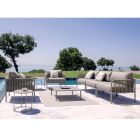 Fotel ogrodowy ze stali i liny z poduszkami Made in Italy - Helga Viadurini