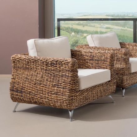 Fotel ogrodowy z tkaniny bananowej z poduszkami - Legolas Viadurini
