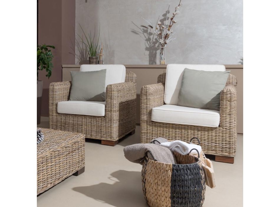 Fotel ogrodowy Szary Kubù z poduszkami – Cerys Viadurini