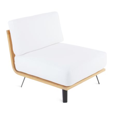 Fotel ogrodowy z drewna tekowego z liną lub bez z poduszkami Made in Italy - Taranee Viadurini