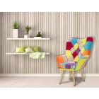 Fotel patchworkowy o nowoczesnym designie z tkaniny i drewna - Karin Viadurini