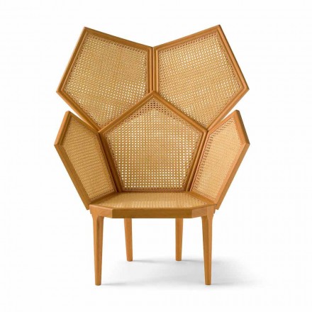 Klasyczny pięciokątny fotel do salonu, L103xP72cm, Polak Viadurini