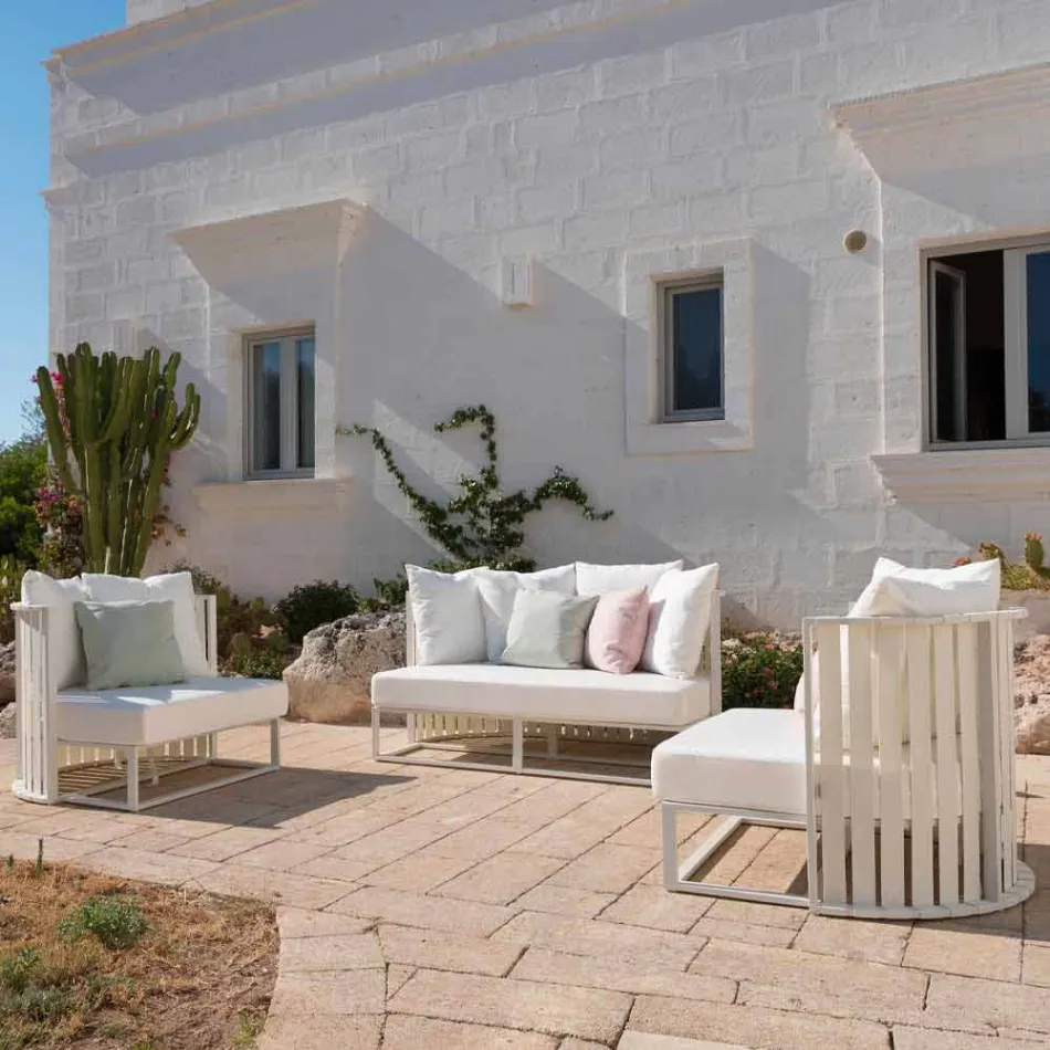 Fotel ogrodowy z aluminiowymi i luksusowymi linami w 3 wykończeniach - Julie Viadurini