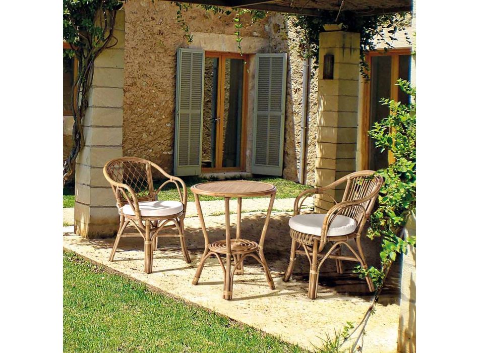 Fotel ogrodowy z naturalnego rattanu, który można sztaplować - Spora Viadurini