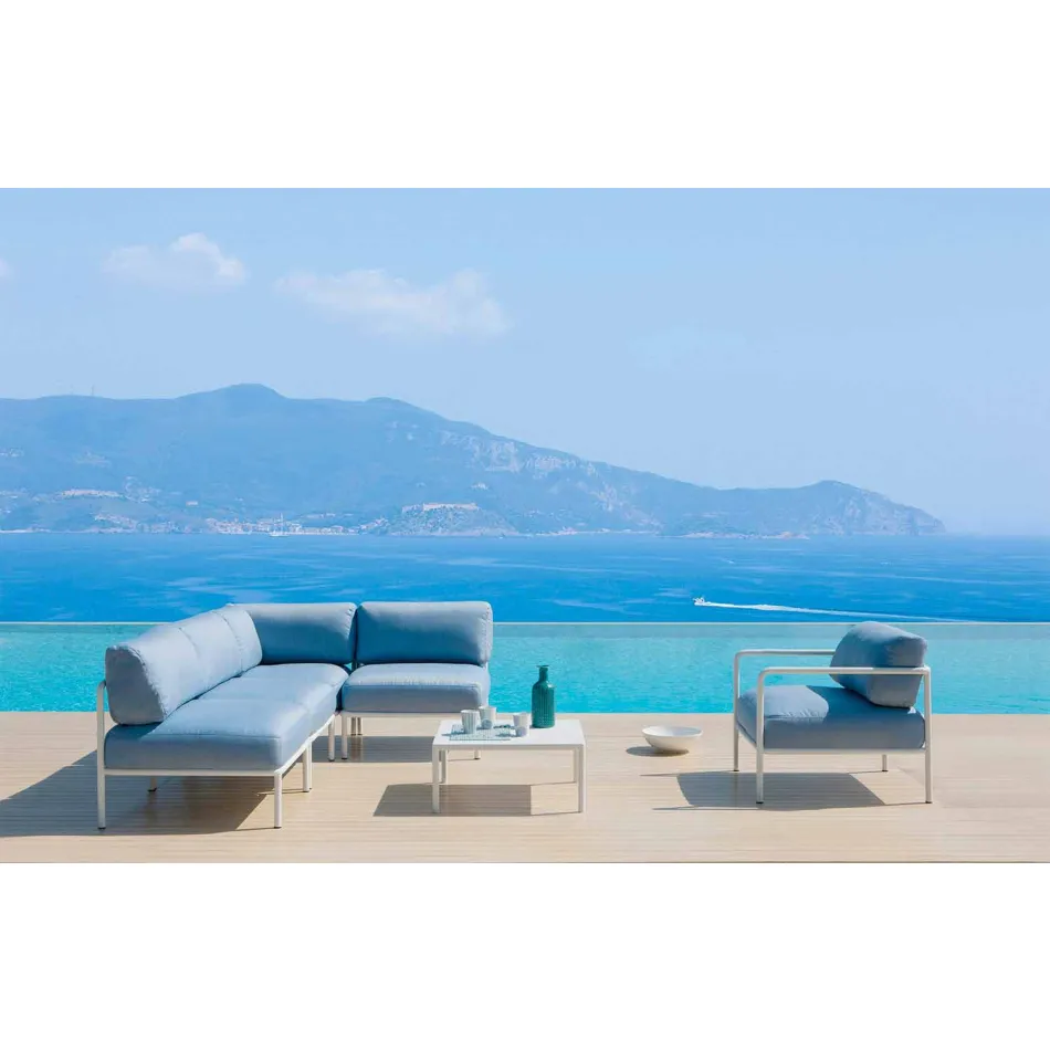 Fotel ogrodowy z podłokietnikami z tkaniny i metalu Made in Italy - Cola Viadurini